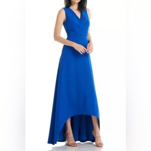 KAY UNGER Women's Melinda Hi Lo Sleeveless Gown Size 14 - Sapphire Blue NWT